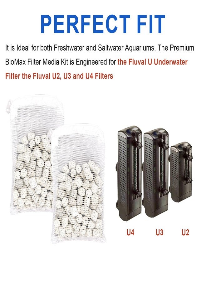 Antrys BioMax Filter Media Kit Compatible with Fluval U Underwater Filters (U2, U3, U4), A495 Replacement Filter Media to Boost Biological Filtration for Crystal Clear Fish Aquarium Water - 2 Pack Total 220g - Image 2